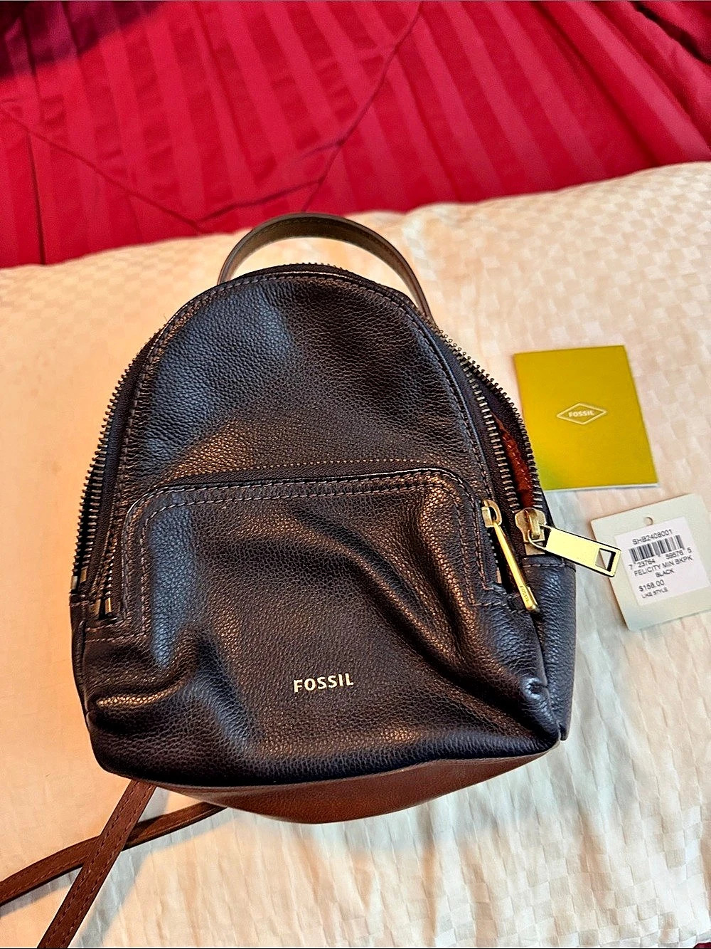 Fossil Felicity Mini Backpack Black & Brown NWT
